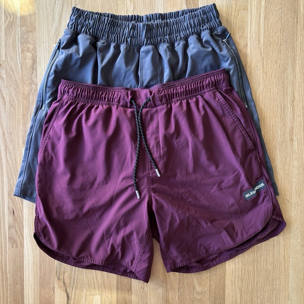 Legends 2 Pairs Shorts 1 x Luka Shorts Mens L‎ Burgundy Black Drawstring Running